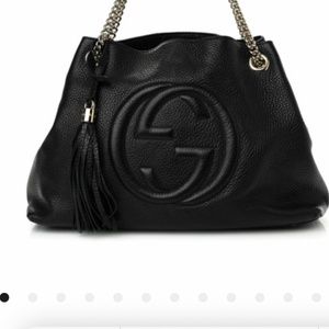Gucci Soho Pebbled  Calfskin shoulder bag in black